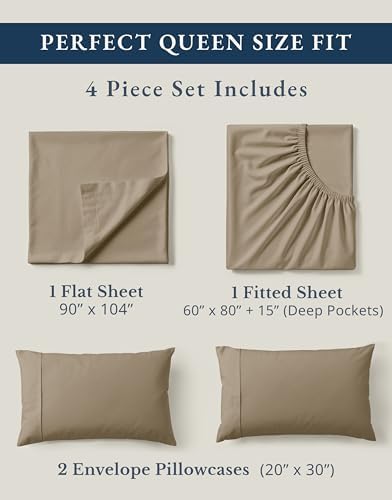 LANE LINEN Eco Friendly 100% Organic Cotton Sheets Queen Size, Naturally - Image 4