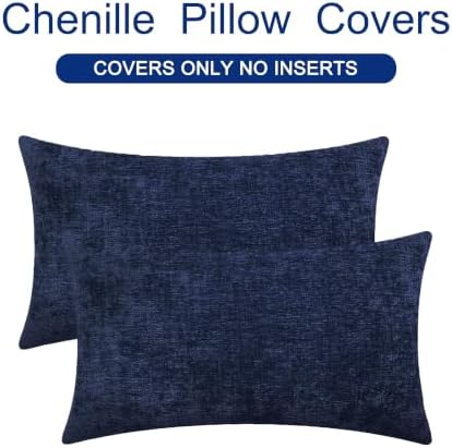 CaliTime Decorative Couch Throw Pillow Covers 20 X 12 Inches Navy Blue - Image 6