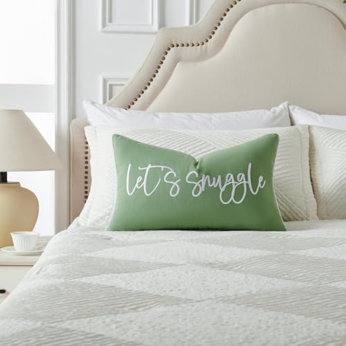 Sunkifover Let's Snuggle Decorative Lumbar Pillow Cover 12"x20" Sage Green - Image 3