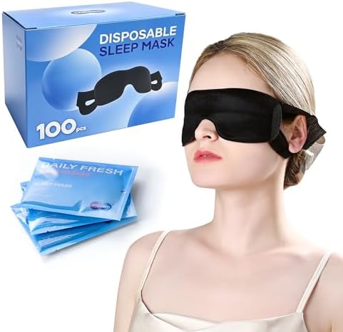 100 Packs Disposable Sleep Masks Bulk, Soft Eyemasks Adjustable by HOME