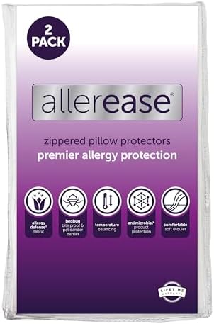 AllerEase Premier Allergy Zipper Pillow Protector King 2 Pack by AllerEase