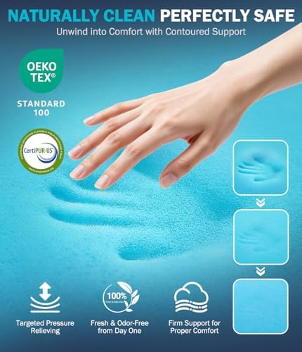 King 4 Inch Dual Layer Memory Foam Mattress Topper, Cooling Gel Pad - Image 4