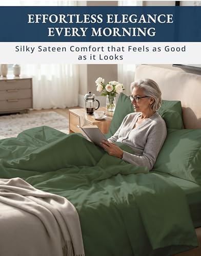 LANE LINEN Sateen Sheets Queen Size 100% Egyptian Cotton - Image 5