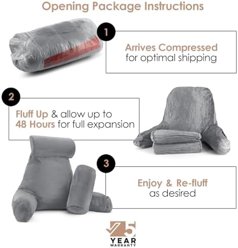 Nestl Reading Pillow with Shredded Memory Foam Includes 2 Neck and Lumber - Image 2