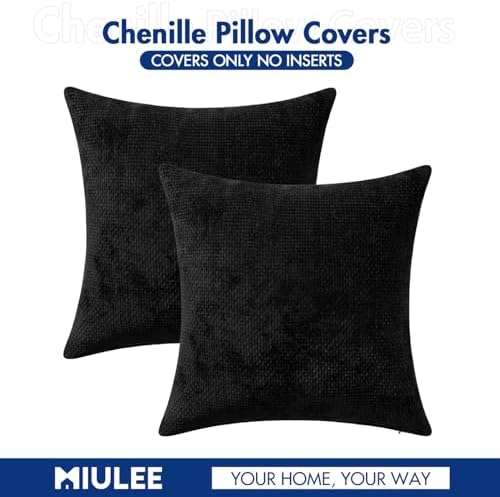 MIULEE Decorative Couch Throw Pillow Covers 18x18 Inch Black 2 Pack - Image 7