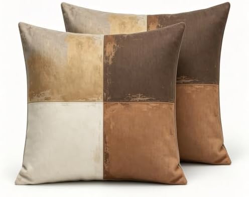 Vintage Earth Tone Quadrants Throw Pillow Covers 18x18 Inch Set of 2 by Unknown