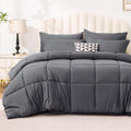 Love's cabin Queen Comforter Set Soot Grey, 7 Pieces Queen Bed in a Bag by Lovescabin