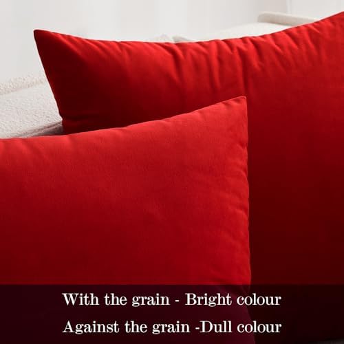 MIULEE Velvet Throw Pillow Covers 20x20 Inch Pack of 2 Bright Red - Image 2