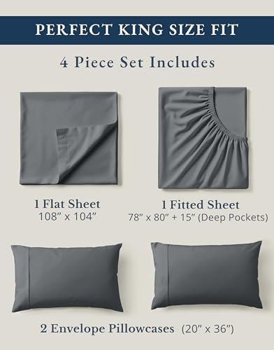 LANE LINEN King Size Sheets 100% Organic Cotton Percale Cooling - Image 4