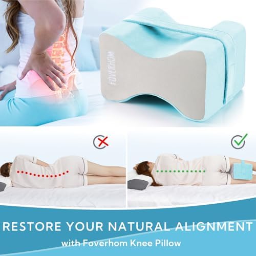 foverhom Memory Foam Knee Pillow Orthopedic Leg Support Blue - Image 4