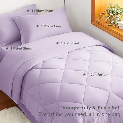 CozyLux Twin XL Comforter Set 68"x88" Light Purple - Image 6