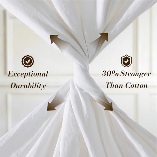 SONORO KATE 100% French Linen Full Size Sheets Set, Natural Flax Bedding - Image 4
