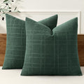 MIULEE Linen Plaid Pillow Covers Christmas Decorative Euro 24x24 Dark Green by MIULEE