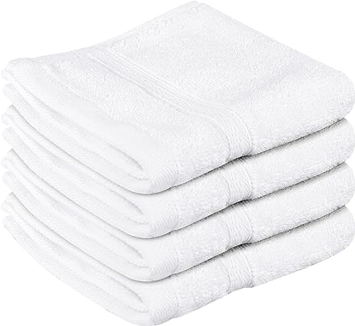 Towel and Linen Mart 100% Cotton- Wash Cloth Set -Pack of 4,Quick Dry,Luxurious,Absorbent,Soft Feel Spa & Hotel Perfect for Daily Use (12X12 White) by T+%26+L+Towel+and+Linen+Mart