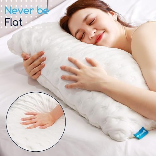 Cooling Side Sleeper Pillow for Neck and Shoulder Pain, Luxury Shredded Memory Foam Firm Cool Bed Pillows for Sleeping Set of 1- Adjustable Standard Size- Washable Cover Original White