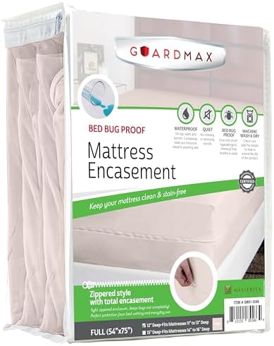 Guardmax Full Mattress Protector Zippered, Bed Bug Mattress Cover by Guardmax