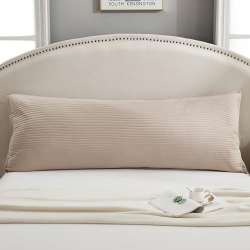 Quilted Body Pillow Cover, Striped Long Size 21"x54" Body Pillowcase 1PC Soft - Image 2