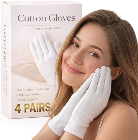 Cotton Gloves for Dry Hands Sleeping, 100% Cotton Eczema Gloves, Sleep Gloves & by Originbuty