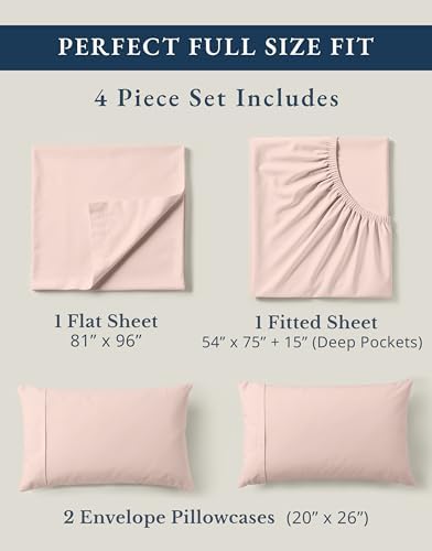 LANE LINEN Full Size Sheet Set 100% Organic Cotton Percale 4pc - Image 4