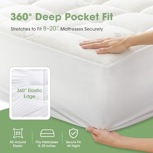Mattress Pad Full Size, Cooling Pillow Top Mattress Topper, Ultra Soft Viscose - Image 6