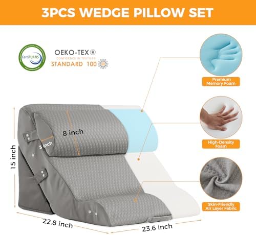 Ruqmuis Wedge Pillow Set for After Surgery, Bed Wedge Pillow - Image 3