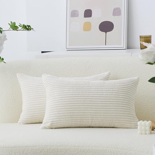 Home Brilliant Rectangle Throw Pillow Covers 12x20 Set of 2 Solid Striped by HomeBrilliant