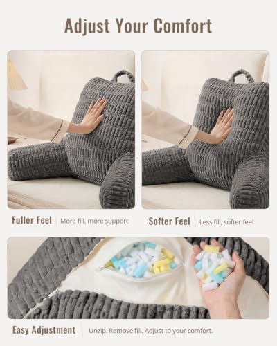 Blissful Diary Reading Pillow for Bed, Back Pillow Sitting Up, Dark Gray - Image 3