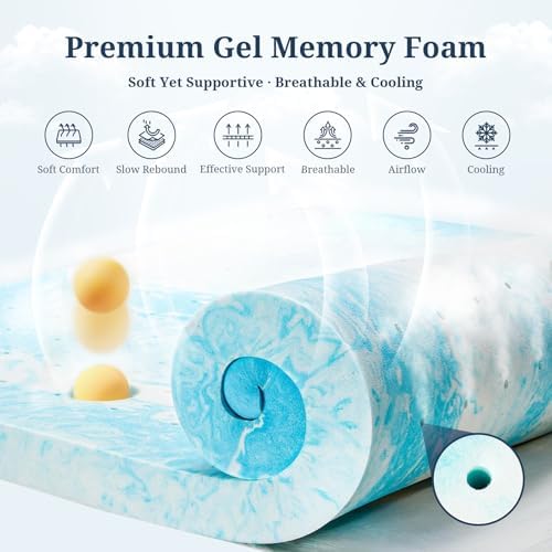 IULULU Twin XL Size Mattress Topper, 2 Inch Gel Memory Foam Topper - Image 2