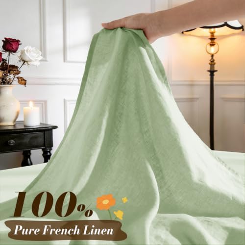 SONORO KATE 100% French Linen King Size Sheets Set, Natural Flax Bedding - Image 2