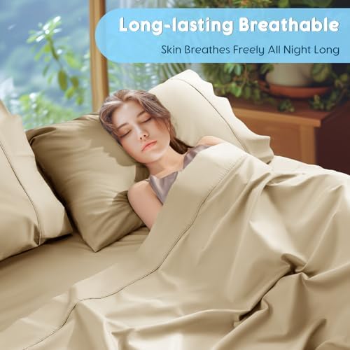 SONORO KATE 1000 Series 100% Egyptian Cotton King Sheets, Extra Deep Pocket - Image 6