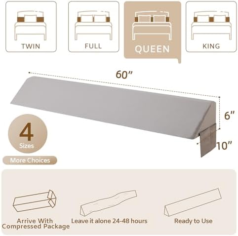 Bedluxe Queen Bed Wedge Pillow for Headboard, Fill The Gap - Image 4