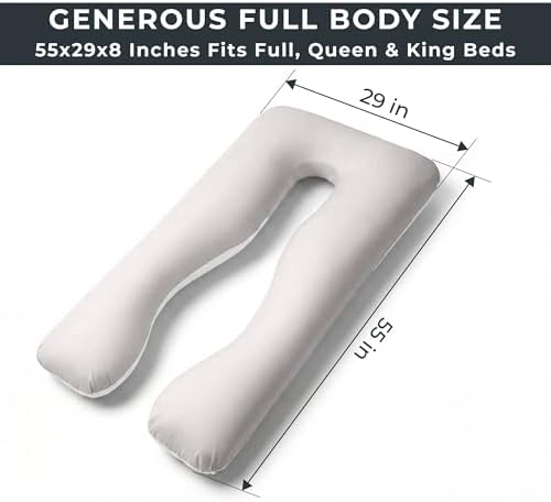 U Shaped Pregnancy Pillow Soft Reversible 55 in White Gray - Image 4