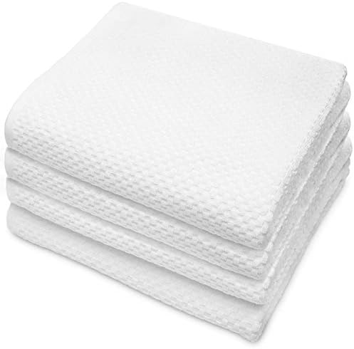 COTTON CRAFT Euro Spa Waffle Weave Bath Towels - Set of 4 White Towels by COTTONCRAFT