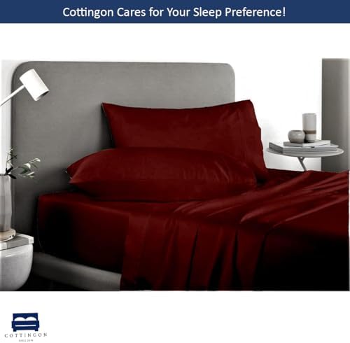 Cottingon 5 PC Split King Sheets Fits 16" Deep, Egyptian Cotton - Image 3