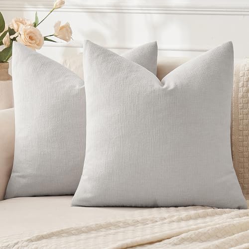 MIULEE Light Grey Chenille Couch Euro Throw Pillow Covers by MIULEE