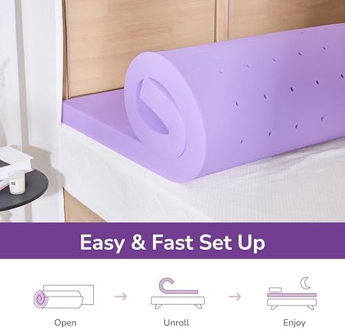 MLILY 3 Inch Cal King Lavender Infusion Memory Foam Mattress Topper - Image 6