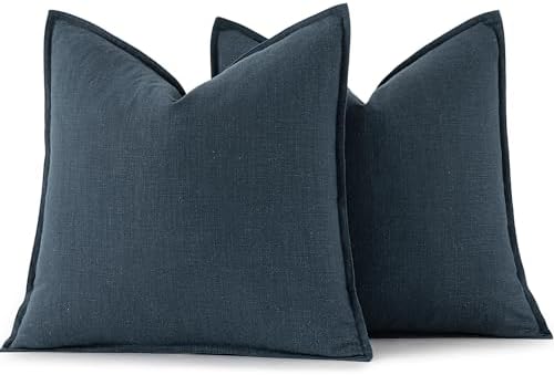 MIULEE Decorative Linen Pillow Covers 20x20 Inch Deep Blue - Image 6