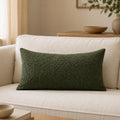 JoraLion 14x24 inch Boucle Lumbar Pillow Cover, Army Green Woven Texture by JoraLion