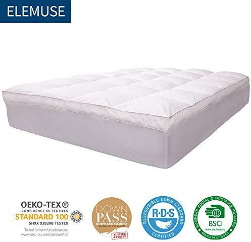 ELEMUSE Twin Goose Down Feather Mattress Topper, Thick Feathered Pillow Top - Image 6