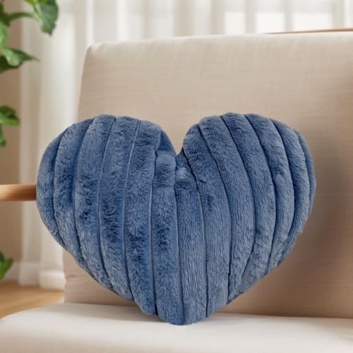16 Inch Blue Heart Pillow Cute Soft Decorative Throw Pillows by Nmkopzy