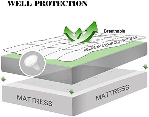 EASELAND Full Size Mattress Pad Pillow Top Mattress Topper Cotton Top - Image 3