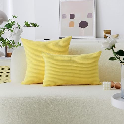 Home Brilliant Yellow Euro Pillow Shams 60x60 cm Set of 2 - Image 5