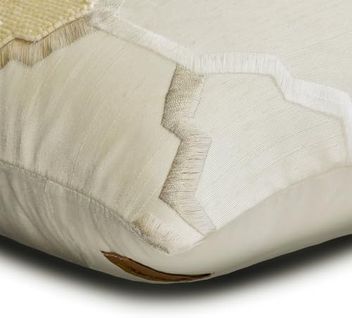 The HomeCentric Decorative Ivory 12"x14" Lumbar Pillow Cover, Jacquard Lattice - Image 2