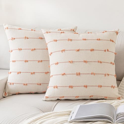YEENAASY Boho Throw Pillow Covers 20x20 Set of 2 Farmhouse Pillow Cases by YEENAASY