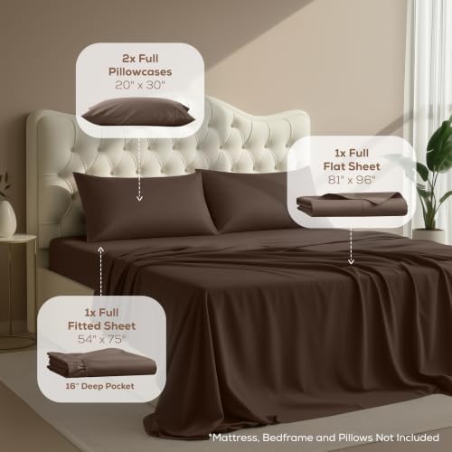 Full Sheets Set, 4 Pieces 16" Deep Pocket Hotel Luxury Bed Sheets - Image 2