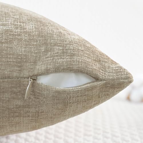 CaliTime Decorative Couch Throw Pillow Covers 24 X 24 Inches Light Taupe - Image 3