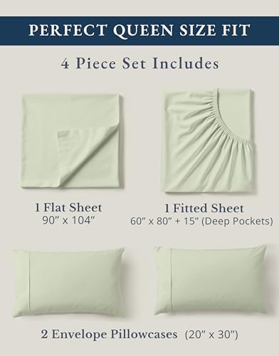 Lane Linen Queen Sheet Set 100% Organic Cotton Percale Cooling - Image 4