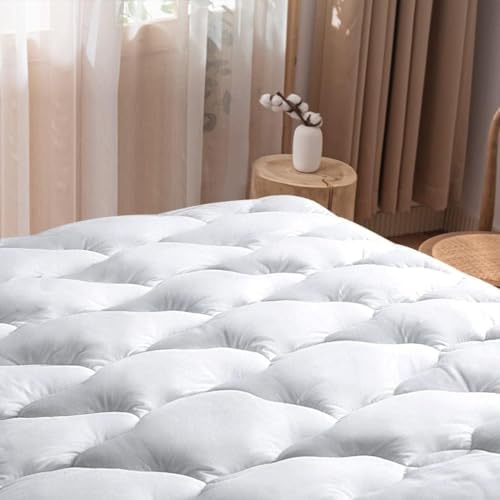 WhatsBedding Waterproof Mattress Topper Queen Size Cotton Top Down Alternative by WhatsBedding