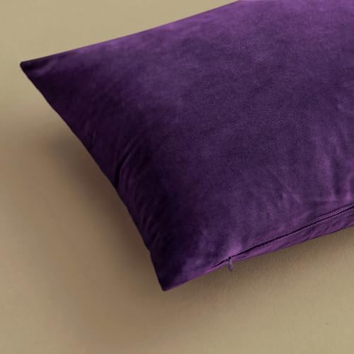 MIULEE Velvet Throw Pillow Covers 18x18 Inch Pack of 2 Eggplant Purple - Image 6