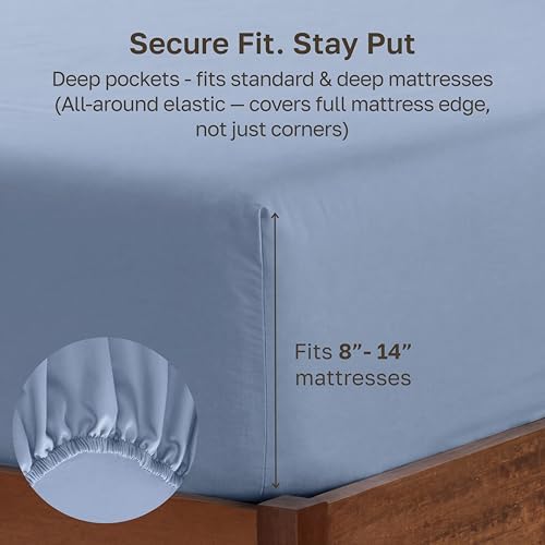 Soft Natural 100% Cotton Sateen Full Size Fitted Sheets - Image 4